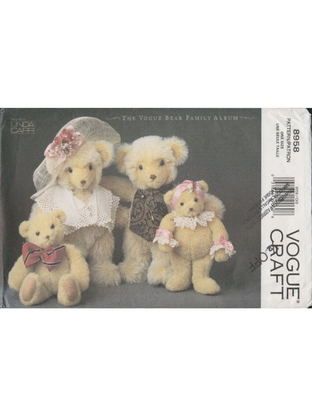 Vogue 8958 500 Victorian Bear Family Album & Clothes Patterns Linda Carr Uncut